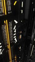 Abstract futuristic animation with technological tunnel, seamless loop. Animation. Flying through unusual corrdor with bright shining light line. video