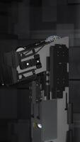 Animation of moving futuristic mechanism. Animation. Moving details of mechanism of future on background of futuristic walls with neon lines video