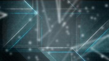 Abstract blue and black light squares and lines with flying blurred dots. Motion. 3D lines and shapes creating dream fantasy. video