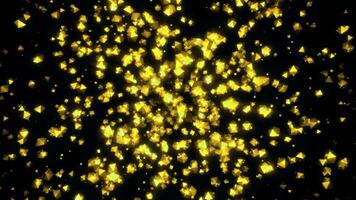 Shiny colorful glass particles flying isolated on a black background. Motion. Beautiful reflective tiny dots. video