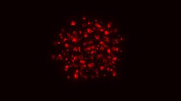 Shining geometric particles in flow. Motion. Spreading stream of shimmering geometric particles. Spreading geometric shiny balls on black background video