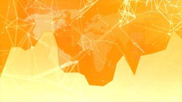 Orange and purple background. Design.The light circles behind expand and the grids of molecules fly in cartoon animation. video
