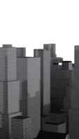 Layout of city with skyscrapers. Design. Virtual 3D city with high-rise buildings. 3D color model of city with skyscrapers is displayed on white background video