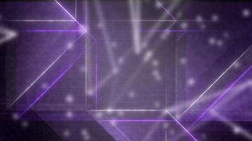 Abstract neon lines, angles, and dots on a black background. Motion. Purple technological background with angles and blurred shapes. video