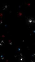 For editorial use only. Abstract colourful popular social media icons flowing towards the camera on black background, seamless loop. Animation. Different social net logos. video