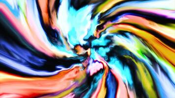 un' raggiante luminosa tunnel fatto di dipingere. movimento. nero sfondo con schizzato multicolore dipingere fatto nel 3d formato. video