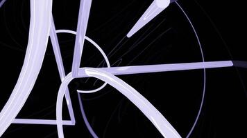 Abstract fractal forms morph and oscillate. Design. Tangled flying 3D lines on a black background. video