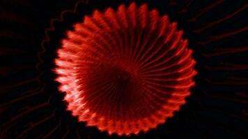 Abstract round spinning shape with blades isolated on a black background. Motion. Rotating complex figure looking like a digital flower. video
