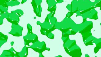 Green background. Design. Bright dense blots in the animation that spread in different directions. video