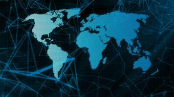 Abstract world map on a plexus background. Motion. Concept of social science and globalization. video