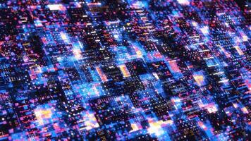 Abstract background with virtual layers and spots. Motion. Layering of virtual background with holographic effect. Colorful computer spots with virtual background video