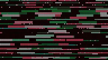Colorful stripes of dots move in retro style. Motion. Animated background in style of 90s with moving dot stripes. Retro screensaver of pixel dots lines in linear traffic video