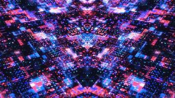 Pixelated pattern with blue and pink shimmering squares slowly moving and creating digital field. Motion. Concept of internet and digital world. video