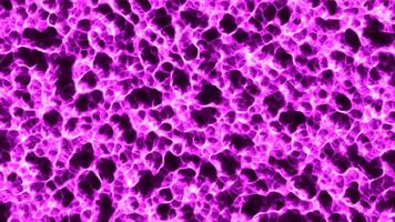 Bright glowing liquid boils on surface. Motion. Moving texture on surface of liquid plasma. Glowing plasma with black moving molecules video