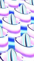 Abstract rows of 3D unusual tubes with an oval shaped figures inside each of them. Motion. Colorful stripes moving on abstract figures surface and creating hypnotic effect. video