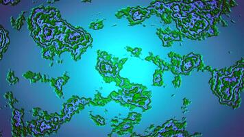 A realistic animation imitating a view through a microscope, with many microbes moving on a blue background. Motion. Concept of biology and medicine. video