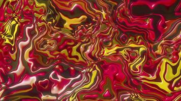 Abstract fluid background with beautiful wavy glass surface of red and yellow paints. Motion. Gradient color and flow of waves on it. video