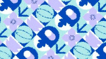 Unique kaleidoscope colorful floral pattern. Motion. Abstract kaleidoscopic squares with geometric blurred figures and flower silhouettes. video