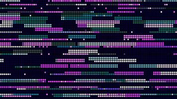 Abstract pixelated retro game. Motion. Purple lines and dots moving on a black background. video