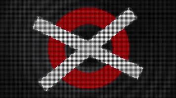 Animation with circle and cross. Motion. Led dots with animated circle and cross icons. Animation with circle and cross icon on pulsating background of rings video