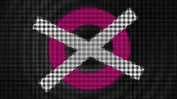 Concept of protest, no sign, disagreement. Motion. Pixelated background with a circle and two crossed lines. video