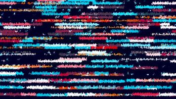 Background with moving horizontal stripes. Motion. Colorful stripes move in horizontal streams. Abstract background with colorful stripes in glitch style video