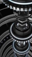 3D animation of details and technologies. Animation. Ultra future technology made of shiny steel for parts and body with neon lights. 3D graphics projecting technologies of future video