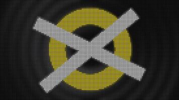 Animation with circle and cross. Motion. Led dots with animated circle and cross icons. Animation with circle and cross icon on pulsating background of rings video
