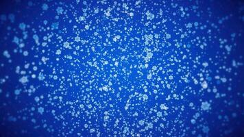 Abstract background with lots of snowflakes. Motion. Snowflakes move in air like bacteria. A lot of clusters of snowflakes in space. Winter background video