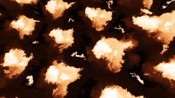 Abstract animation of electric clouds with flashes. Motion. Electrical impulses in flow of clouds. Clouds move in stream with electric or gas pulse lines video