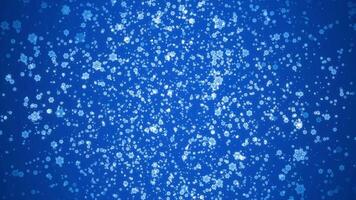 Transparent neon moving particles on a blue background. Motion. Abstract floating spheres. video