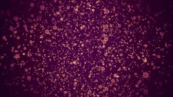 Purple background. Motion.Light glitter in the form of small flowers in the animation that diverges in different directions. video