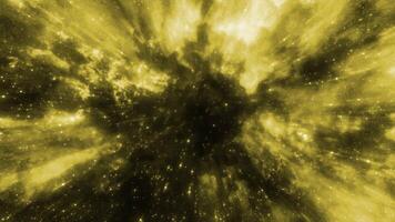Yellow and red background. Motion. Light streams of light in space with white stars on a black background that scatter in different directions. video