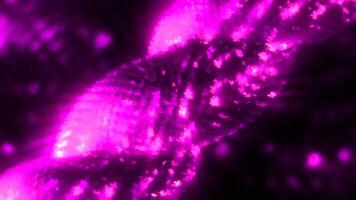 Twisted 3d spiral with shiny particles. Motion. Harness with sparkling sequins on surface. Luxurious radiance of spiral 3d line video