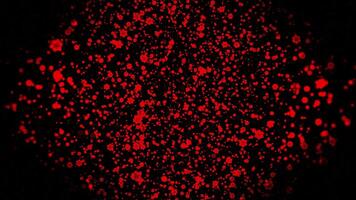 Abstract shining red particles flying on a black background. Motion. Tiny particles looking like snowflakes. video