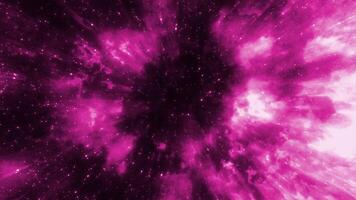 Traveling through star fields in space as a supernova bursts light. Motion. Colorful cosmic background. video