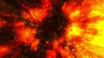 Fiery stream with particles and flickering glow. Movement. Bright fiery glow of energy with flow. Stream of bright particles and flickering glow of fiery energy video
