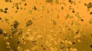 Dense bubbles flying in air. Motion. A lot of balls are moving chaotically in space. Balls or bubbles slowly fly in space. Rotating flow of round liquid molecules video