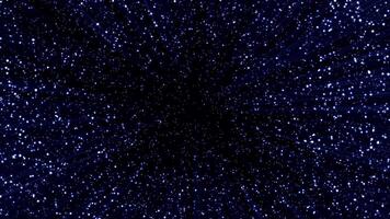 Stream of shimmering shiny particles in dark space. Motion. Explosion of shiny particles in dark. Bright shiny particles of outer space are moving in stream video