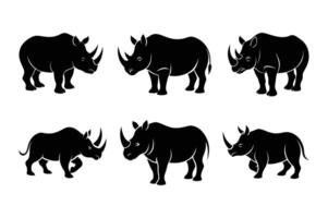 Rhino silhouette set on white background vector