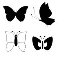 Black butterflies collection vector