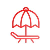 Umbrella icon gradient red summer beach symbol illustration. vector