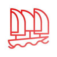 Boat icon gradient red summer beach symbol illustration. vector