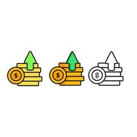 money icon flat design outline style vector
