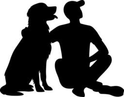 Silhouette of a man and his dog vector