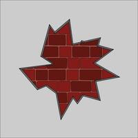 illustration of a gray concrete wall with a hole in the middle, and a brick wall under it. vector