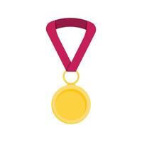 illustration of a gold medal on a red ribbon on a white background. vector