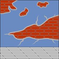 a brick wall with a hole in it vector