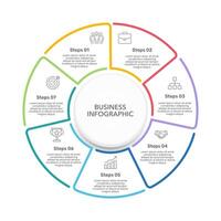 Circle Infographic Template with 7 Options for Business. Business Presentation, Banner, Brochure and Plan. vector