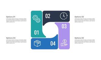 Infographic square cycle with four steps or options. Business Planning, Marketing, Banner, Strategy and Presentation. vector